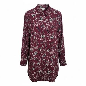J. Jill plus size burgundy white gray floral button down top size 2X